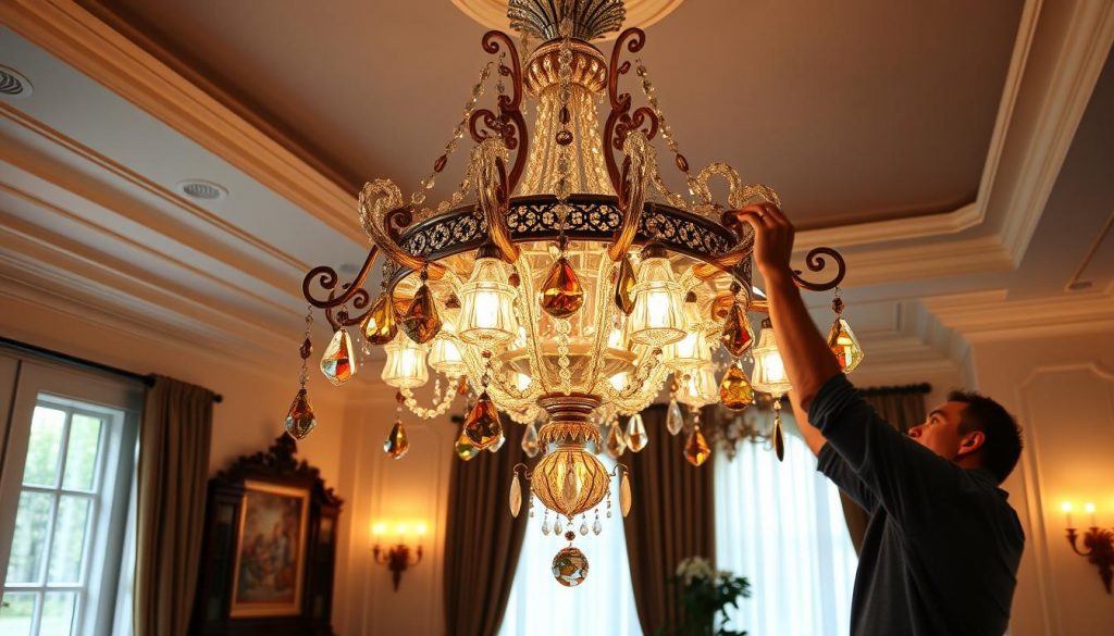 venetian chandelier installation