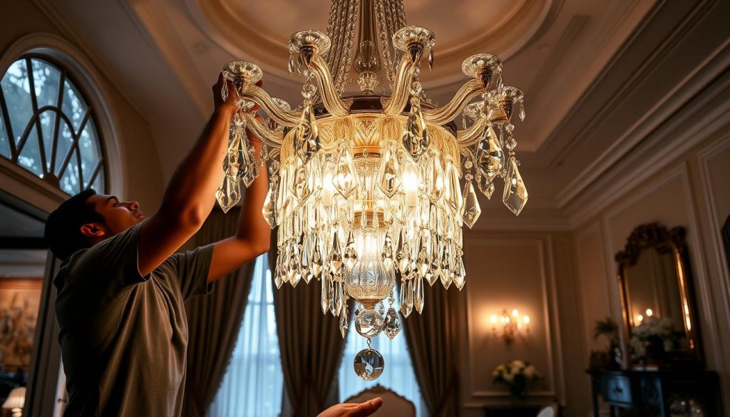 venetian chandelier installation