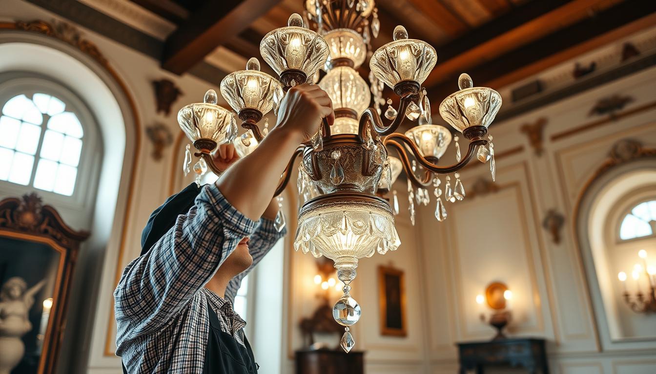 venetian chandelier installation